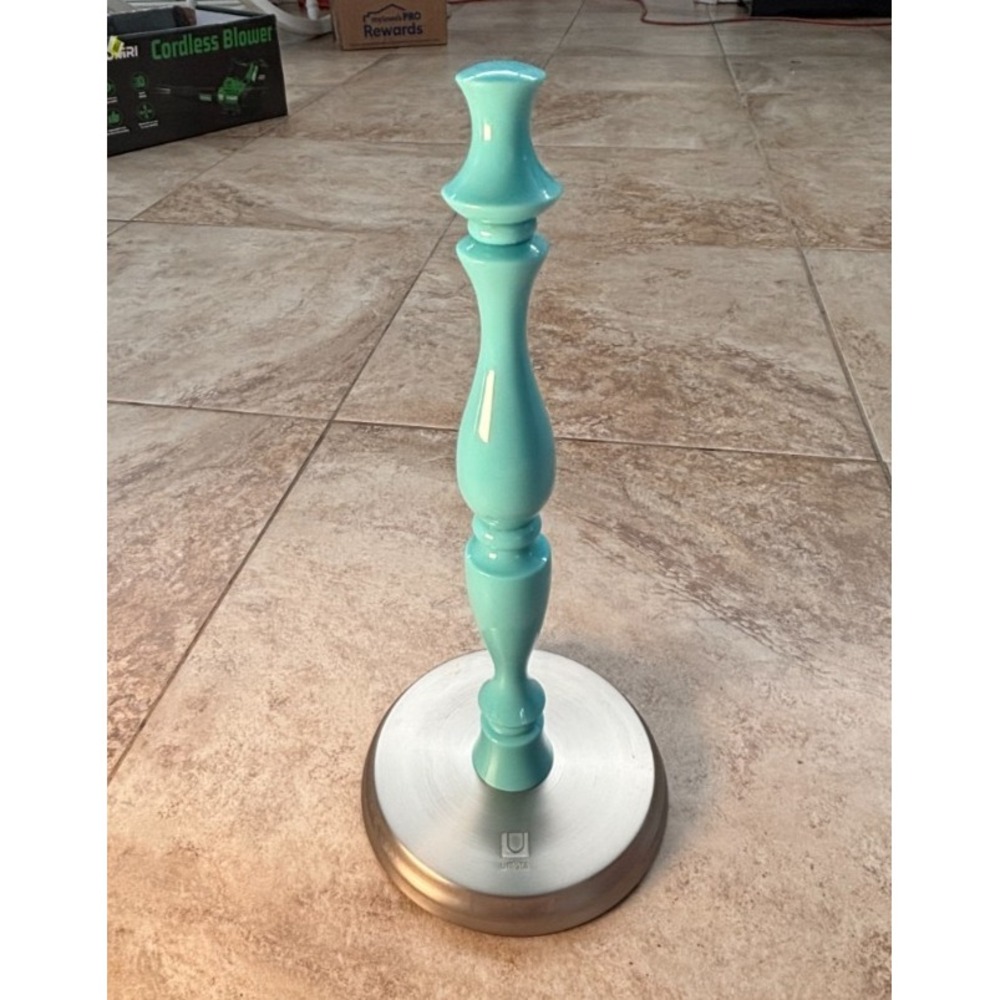 Umbra Baluster Lucite Paper Towel Holder Turquoise Teal Retro 330125-583